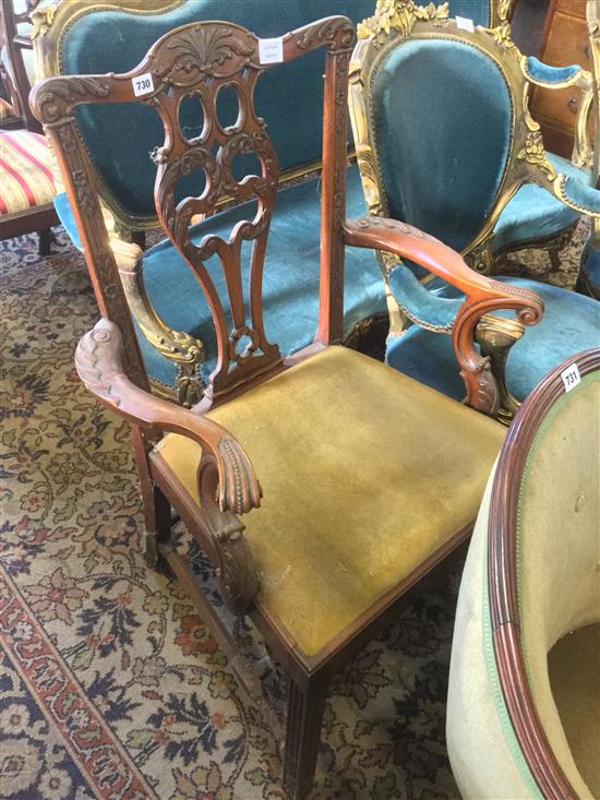 Chippendale style elbow chair